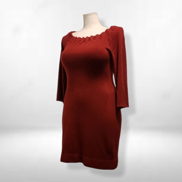 Connected Apparel Burgundy Long Sleeve SweaterDress Madmen Vibes - Picture 3 of 7